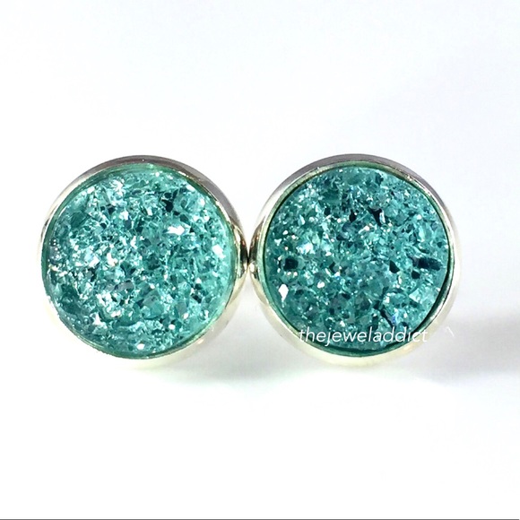 3 for 15🎀 Aqua-mint chunky Druzy style studs - Picture 3 of 7